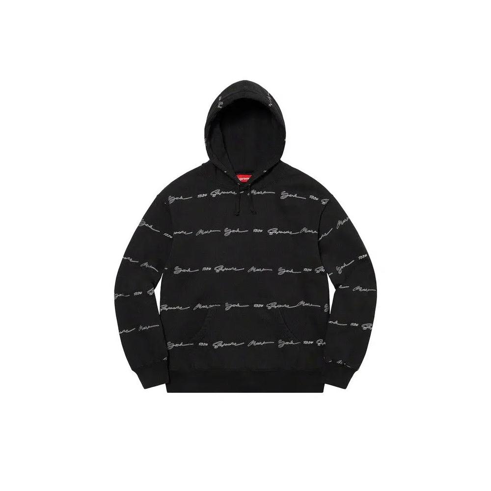Худи Supreme Script Stripe Hooded Sweatshirt 'Black' 1