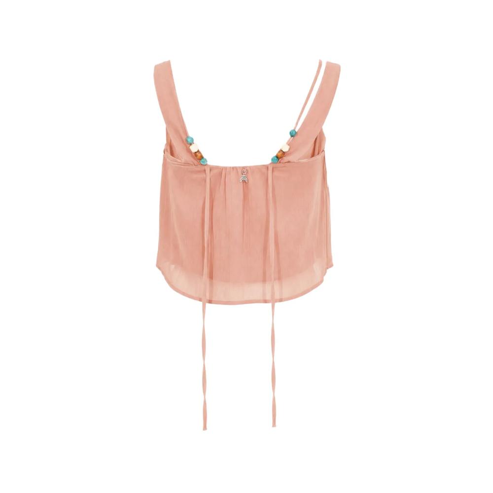 bead-embellished creponne sleeveless blouse 3