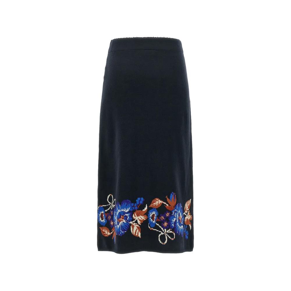 Bow Garden Knit intarsia midi skirt 2