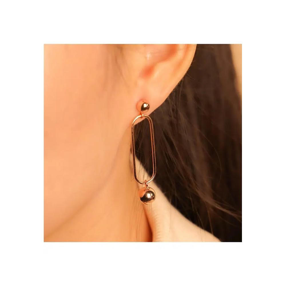 Серьги-капли Minimal Oval Open Hanging Sphere Stud из розового золота со стерлинговым серебром 925 3