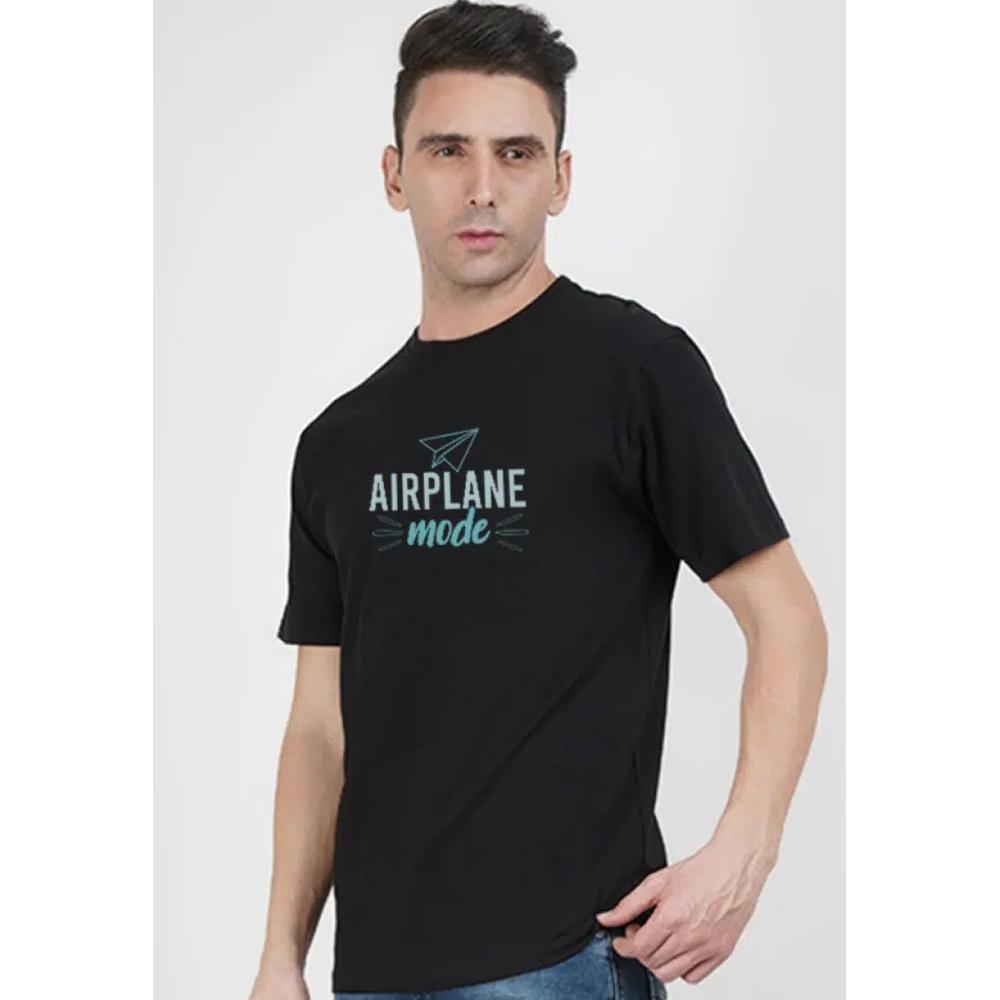 Футболка свободного кроя с круглым вырезом и коротким рукавом Black Cotton Airplane Mode 3