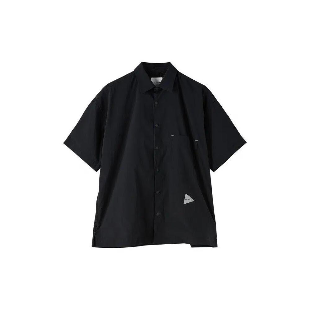 Button Down Shirts And Wander UV Cut Stretch Short-Sleeve Shirt 'Черный' 1