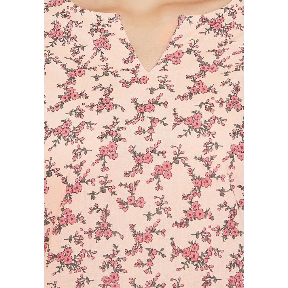 Clovia Pretty Florals топ и пижама персиково-розового цвета — 100% хлопок 5