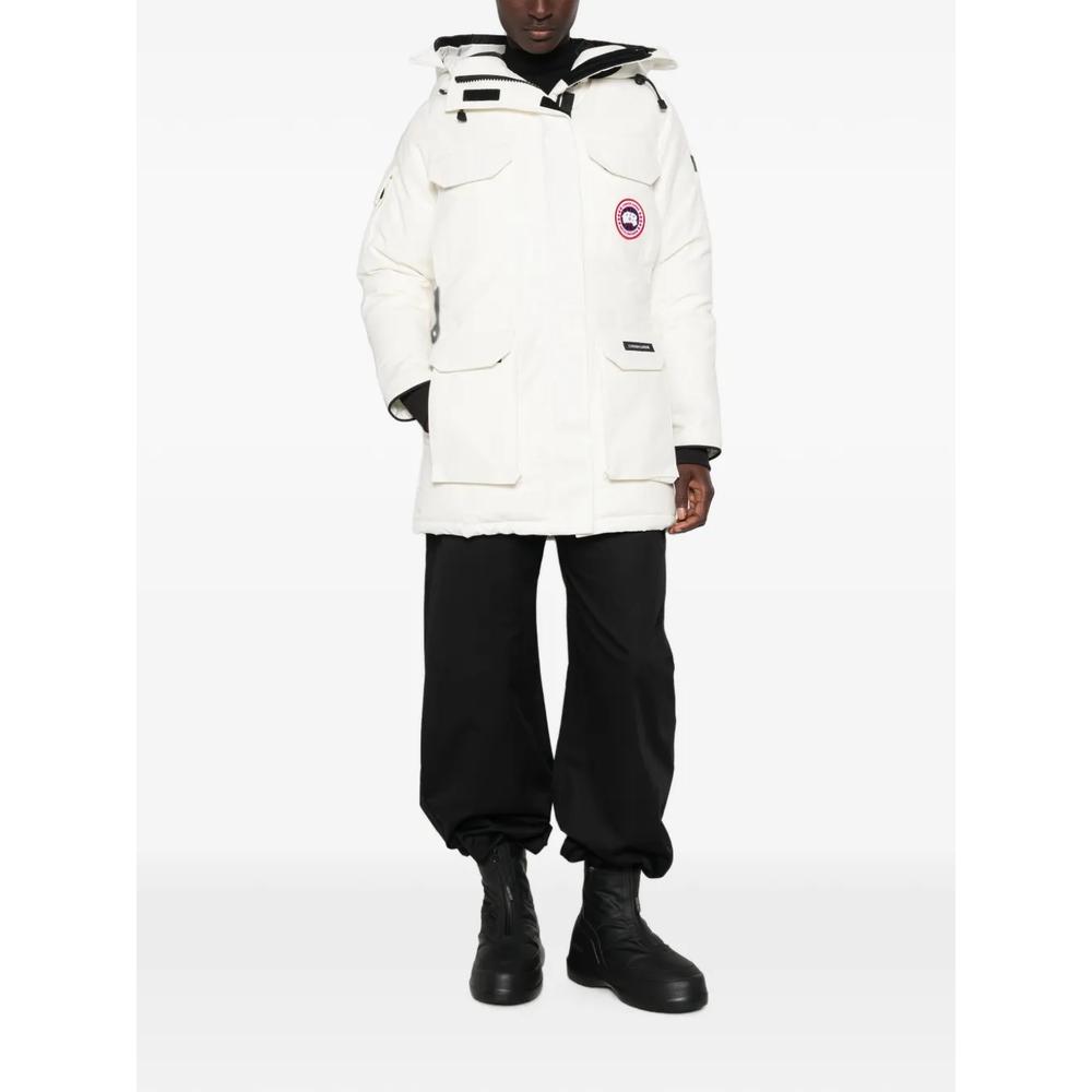 hooded logo-patch coat 2