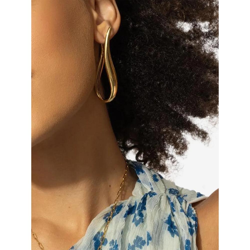 Серьги Wavy Elongated из желтого золота 2