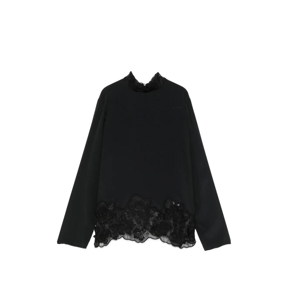 lace-panelled bow-detail blouse 1