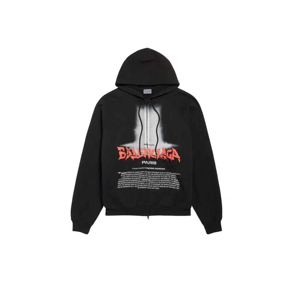 Олимпийки Balenciaga Oversized Zip-Up Hoodie «Black» 1