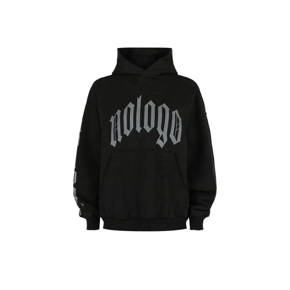Худи Balenciaga No Logo Distressed Hoodie 'Вымытый черный серый' 1