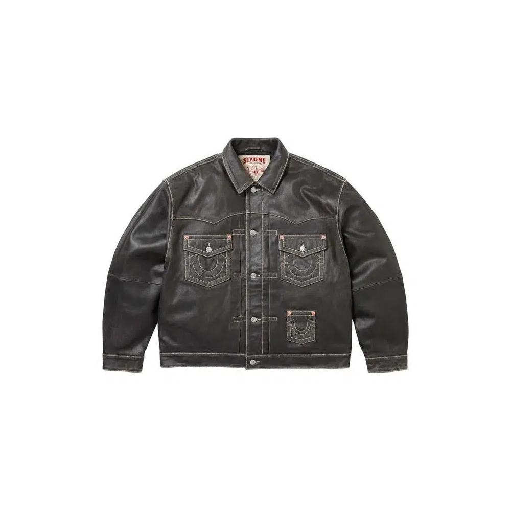 Кожаные куртки Supreme x True Religion Leather Trucker Jacket 'Black' 1