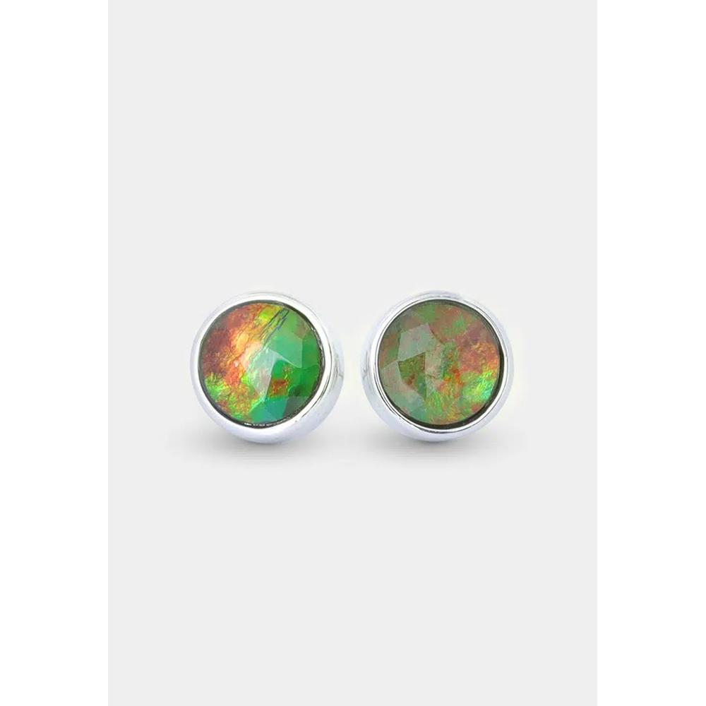 Diem Classic Круглые серьги-гвоздики с аммолитом 1