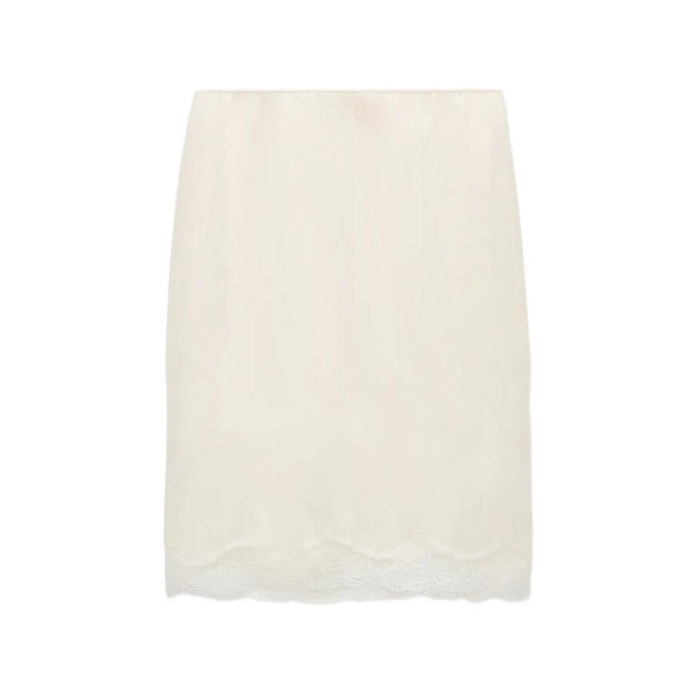 Habotai silk lace-trim skirt 1