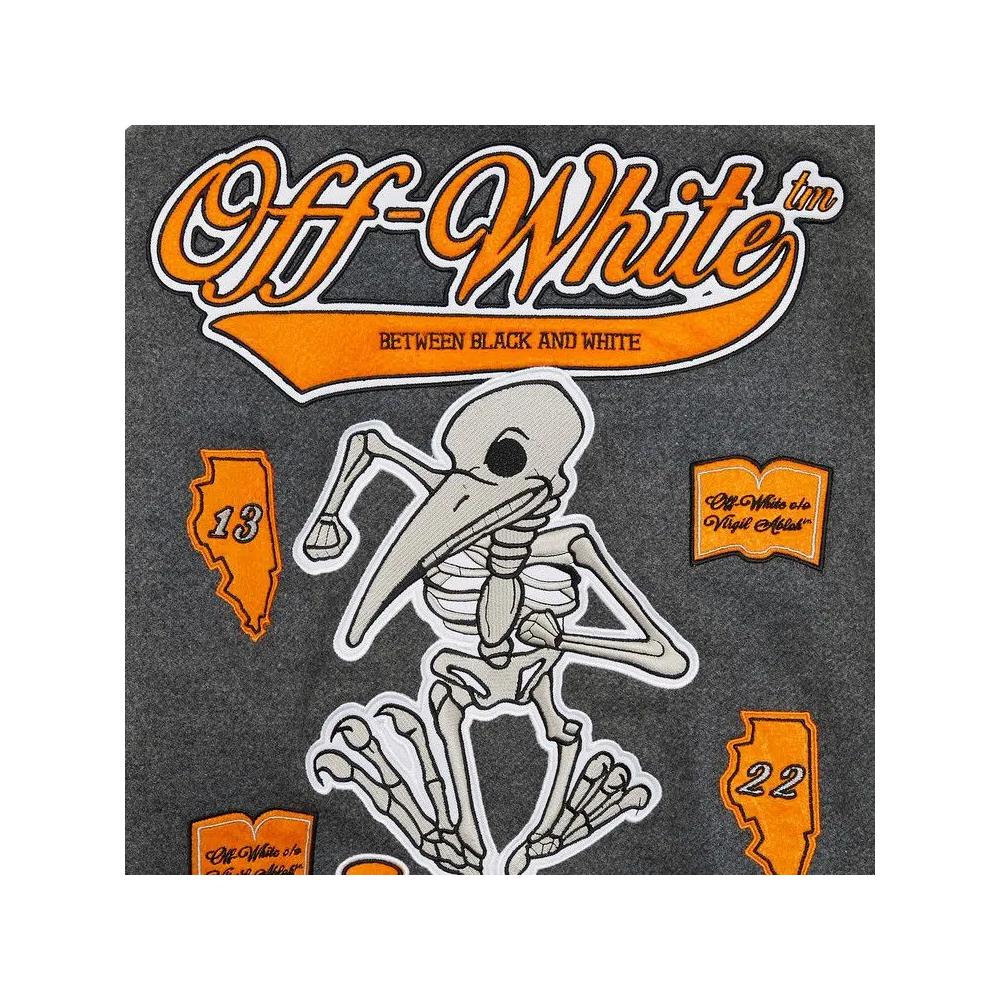 Куртки-бомберы Off-White Leather Varsity Jacket 'Medium Grey/Multicolor' 3