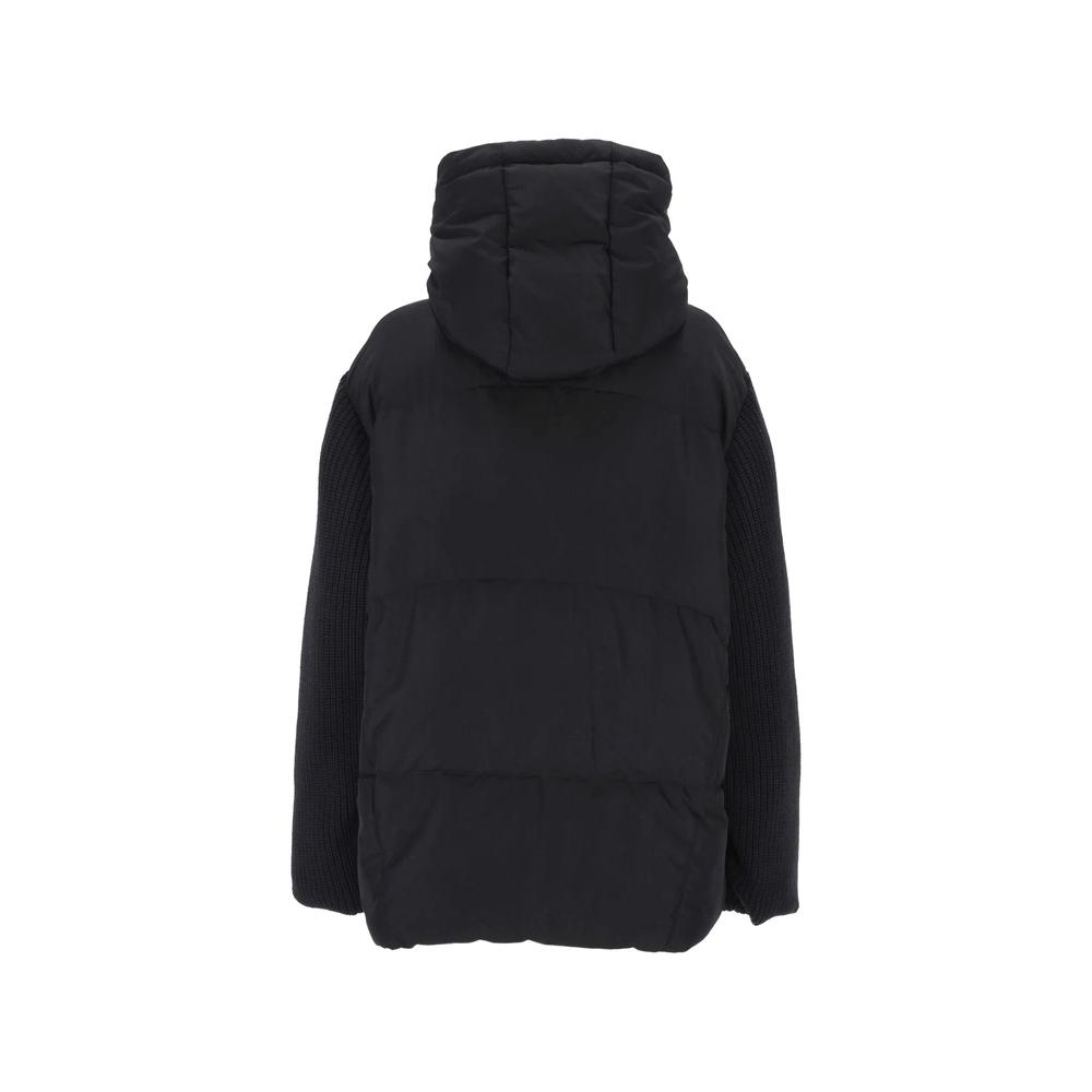 knit-sleeve hooded puffer jacket 2