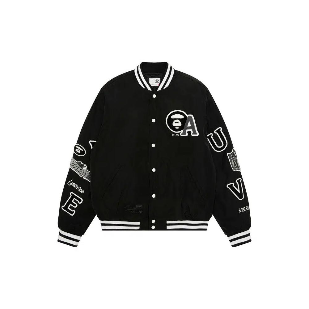 Бомберы AAPE Moonface Varsity Jacket 'Черный' 1