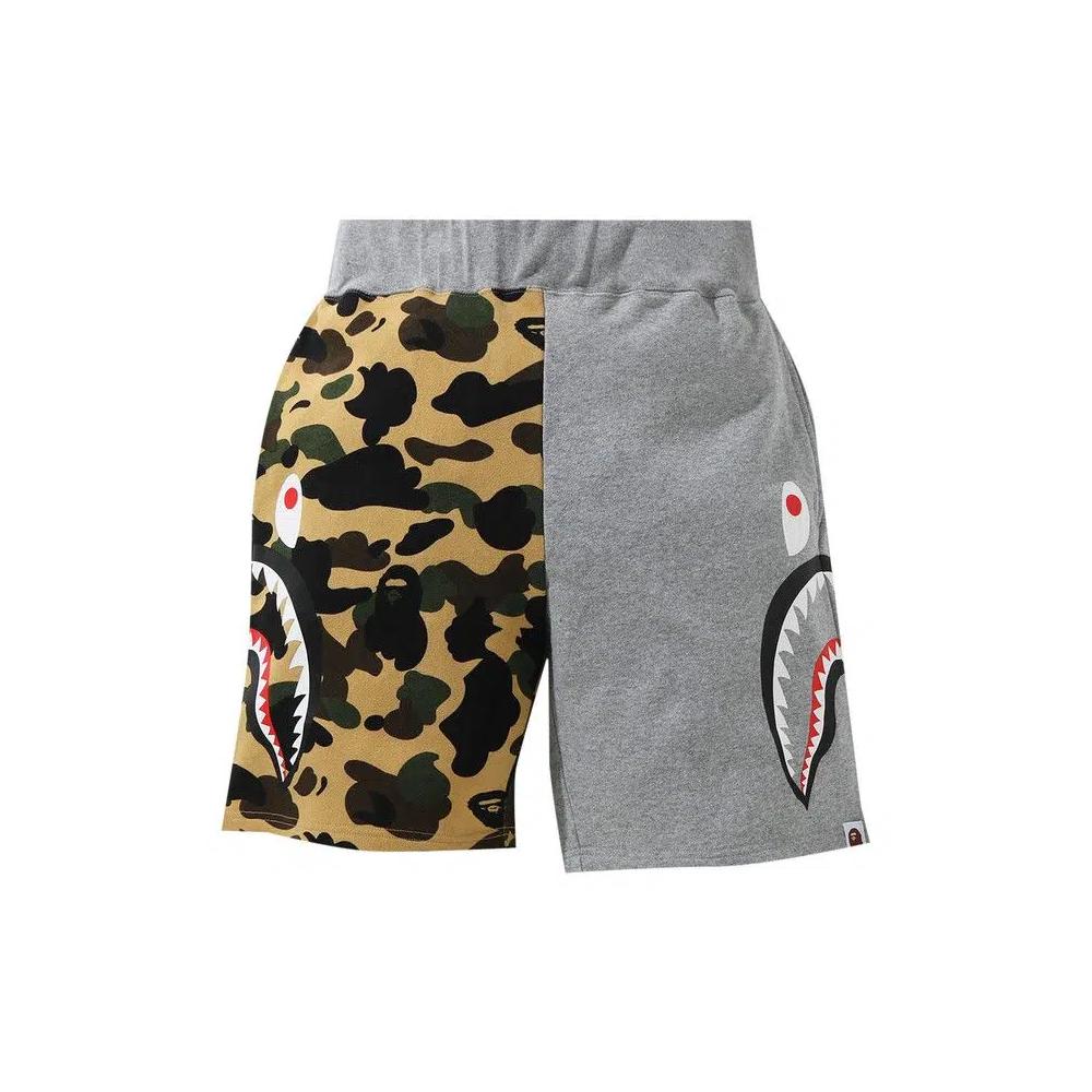 Шорты BAPE 1st Camo Half Side Shark Sweat Shorts 'Yellow' 1
