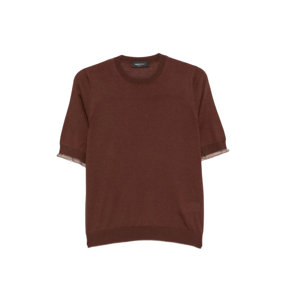 tulle-trim short-sleeve top 1