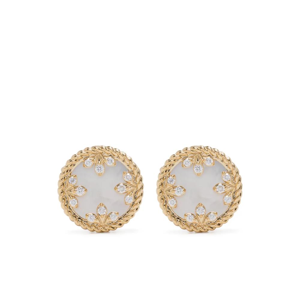 Серьги Venetian Medallons из желтого золота с жемчугом и бриллиантами 1