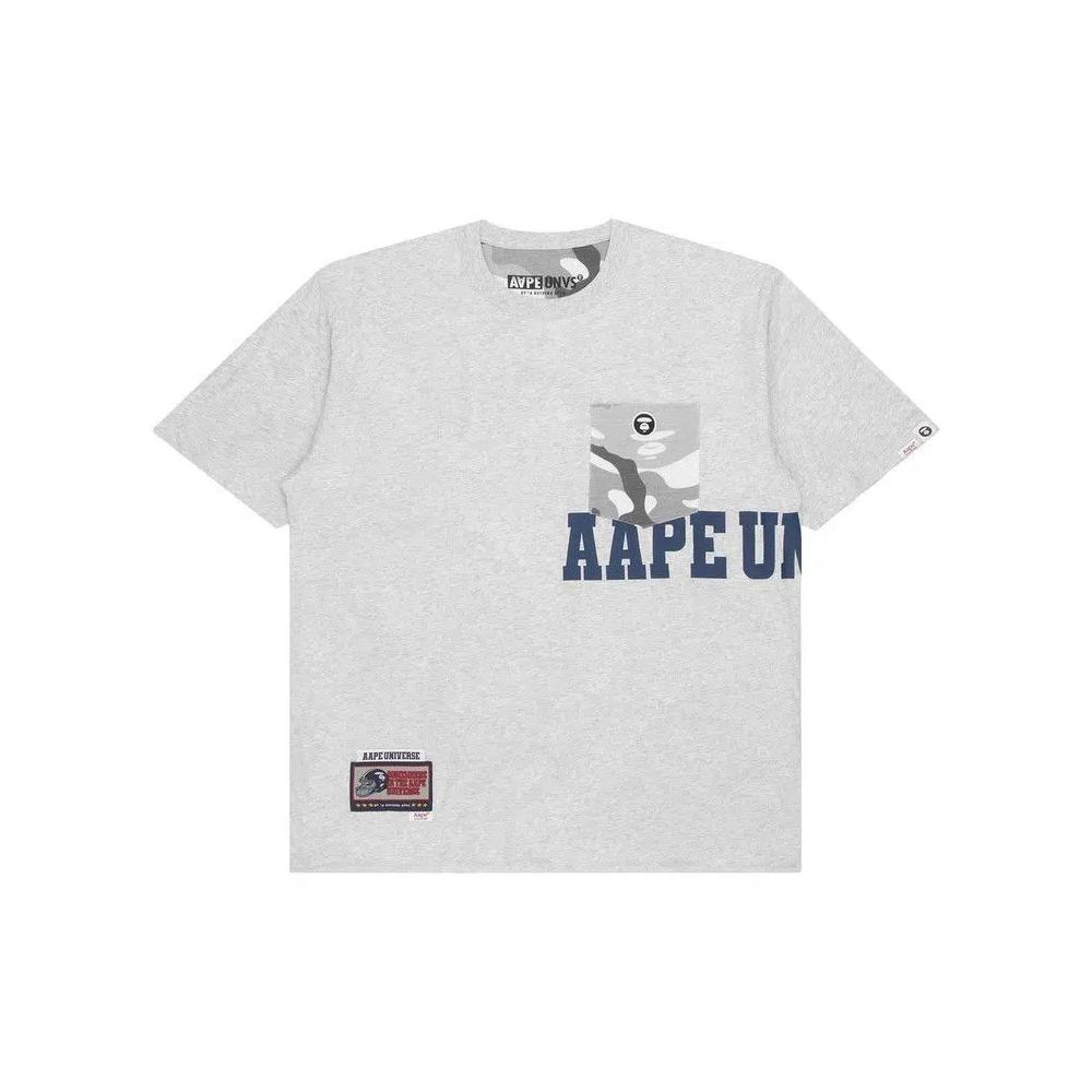 Футболка AAPE Moonface Chest Pocket Tee 'White/Heather' 1