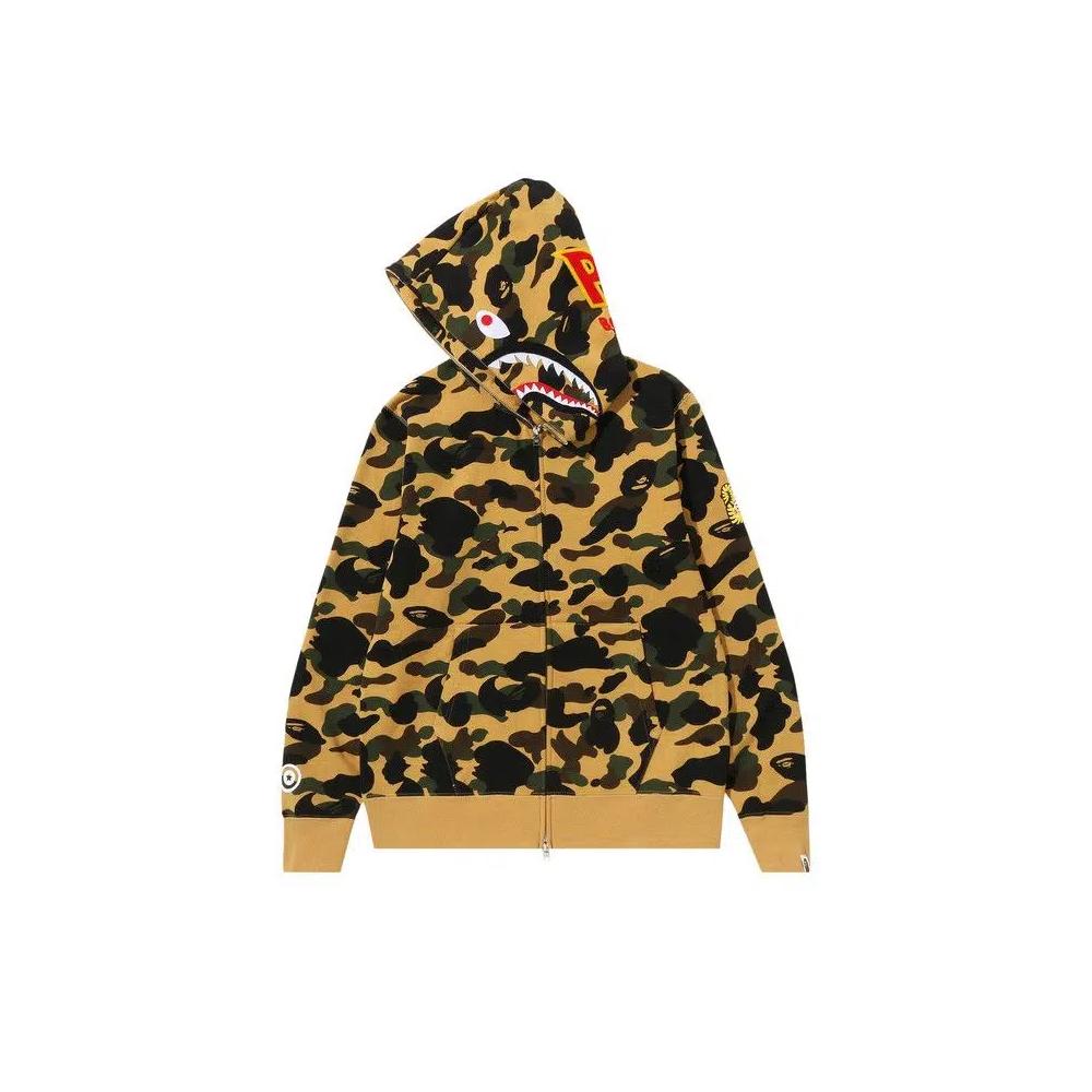 Толстовки на молнии BAPE 1st Camo PONR Shark Full Zip Hoodie 'Yellow' 2
