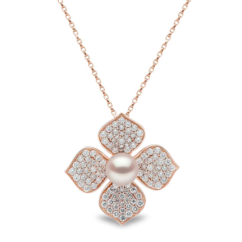 Колье Petal из розового золота с жемчугом и бриллиантами 1