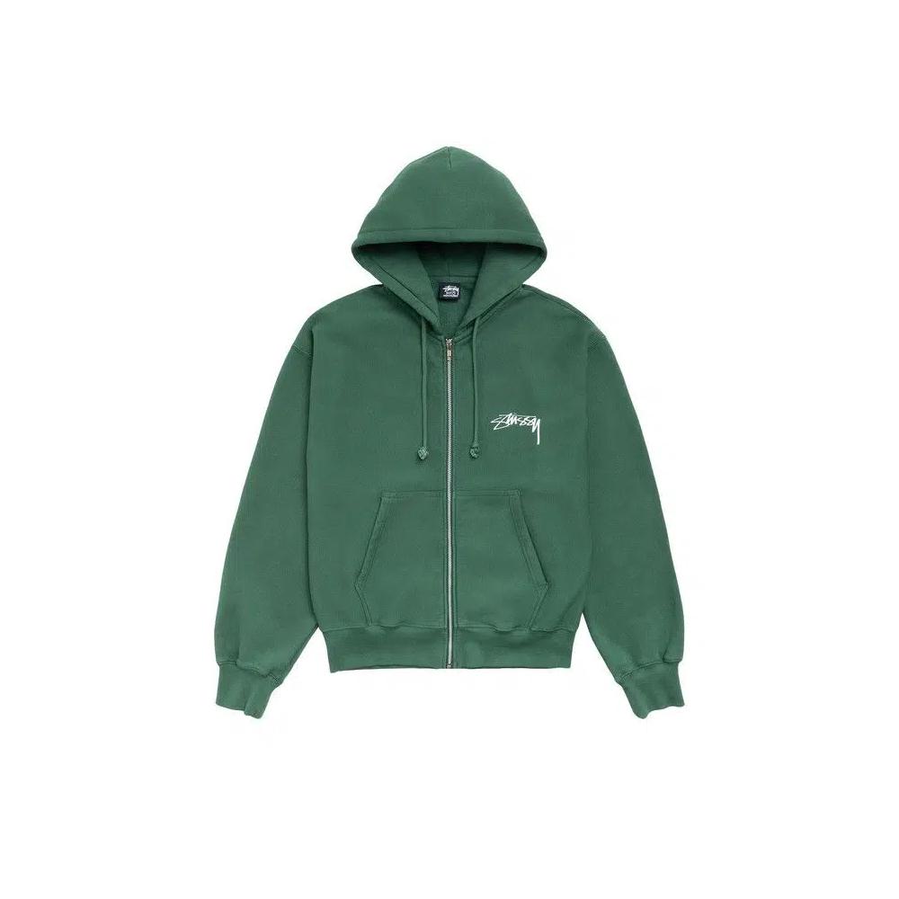 Худи Stussy Stack Zip Hoodie Pigment Dyed 'Pine' 1