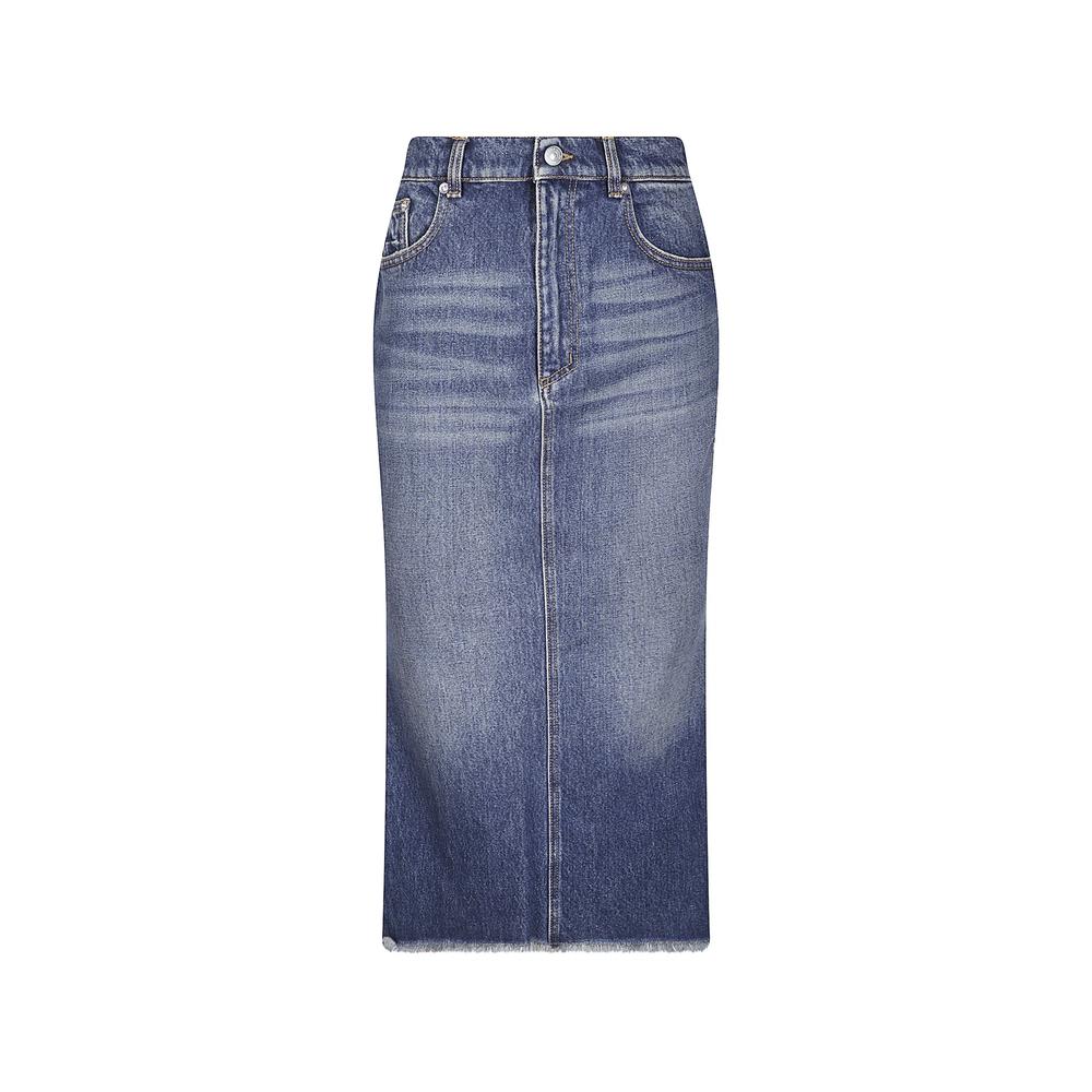 frayed-hem midi denim skirt 1