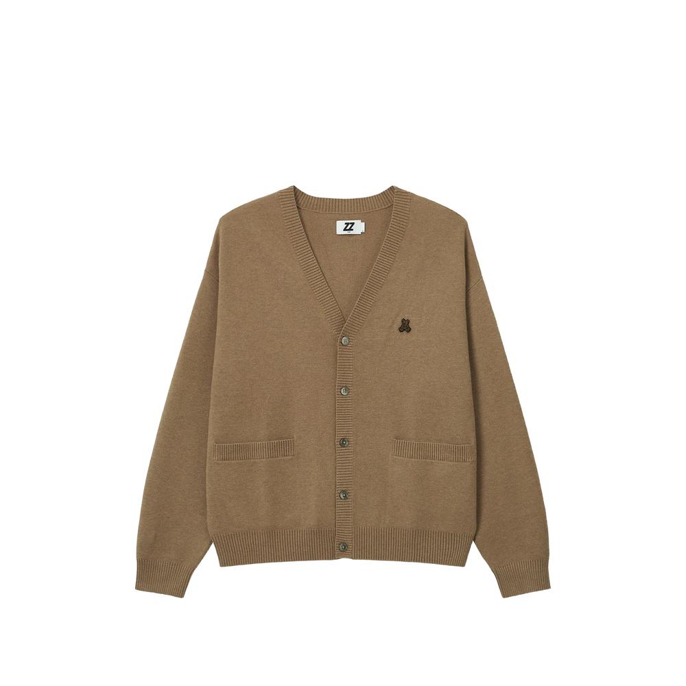 logo-embroidered V-neck cardigan 1