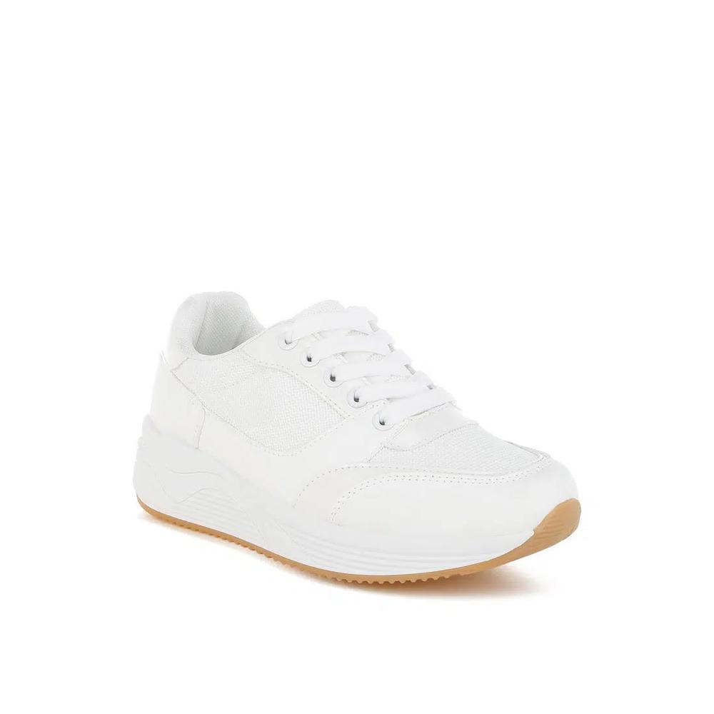 Chunky Mesh Lace Up Sneakers в белом цвете 2