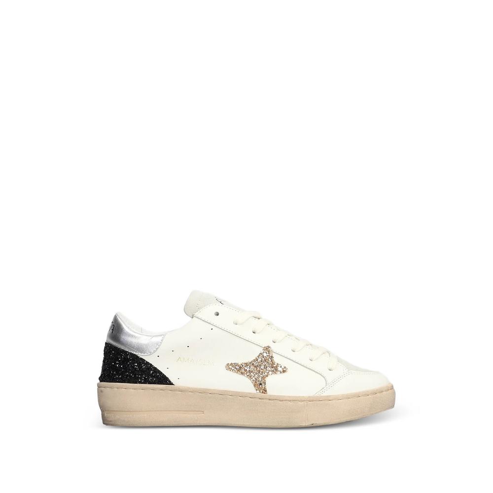 glitter-patch metallic-trim sneakers 1