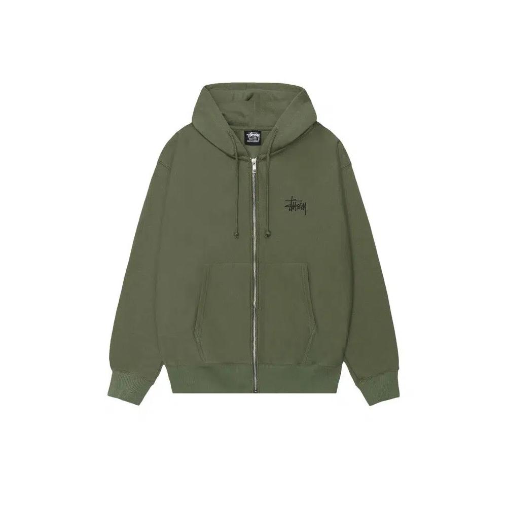 Застёжки-молнии Stussy Basic Zip Hoodie 'Оливковый' 1