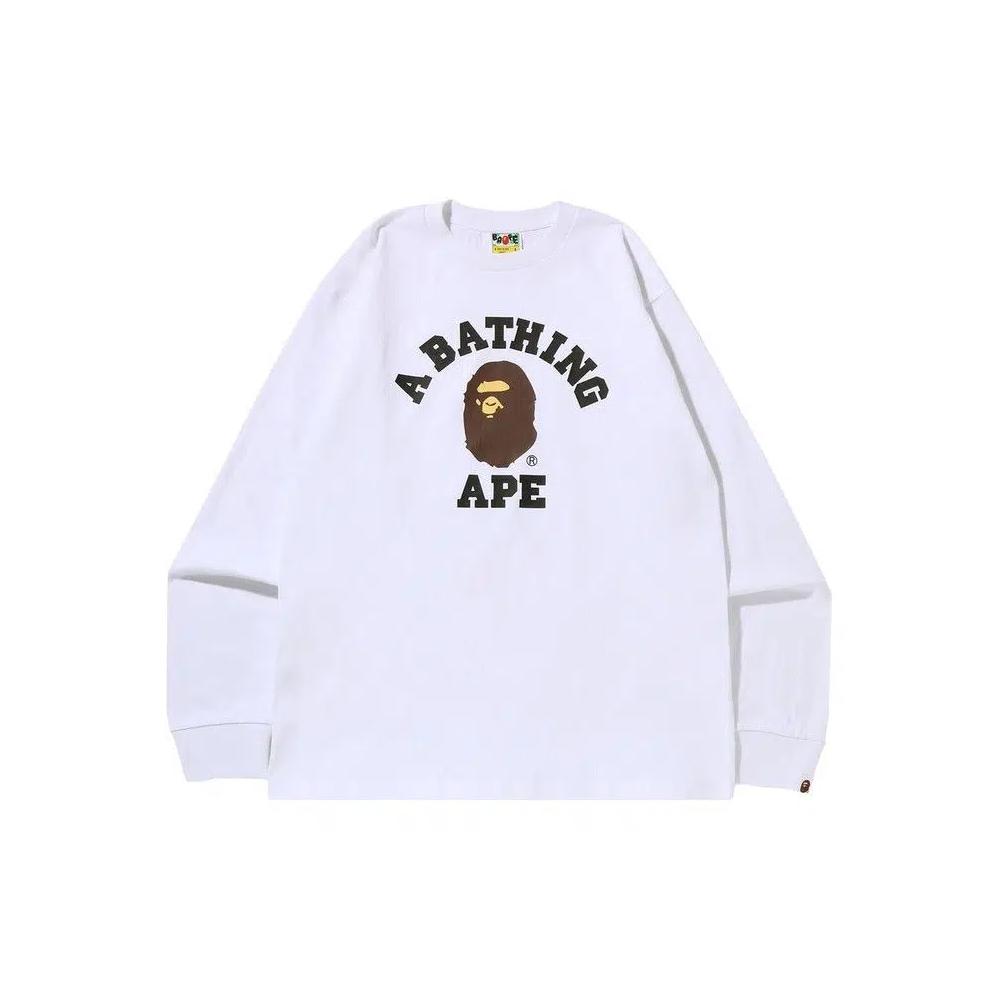 Футболки BAPE College Long-Sleeve Tee 'White' 1