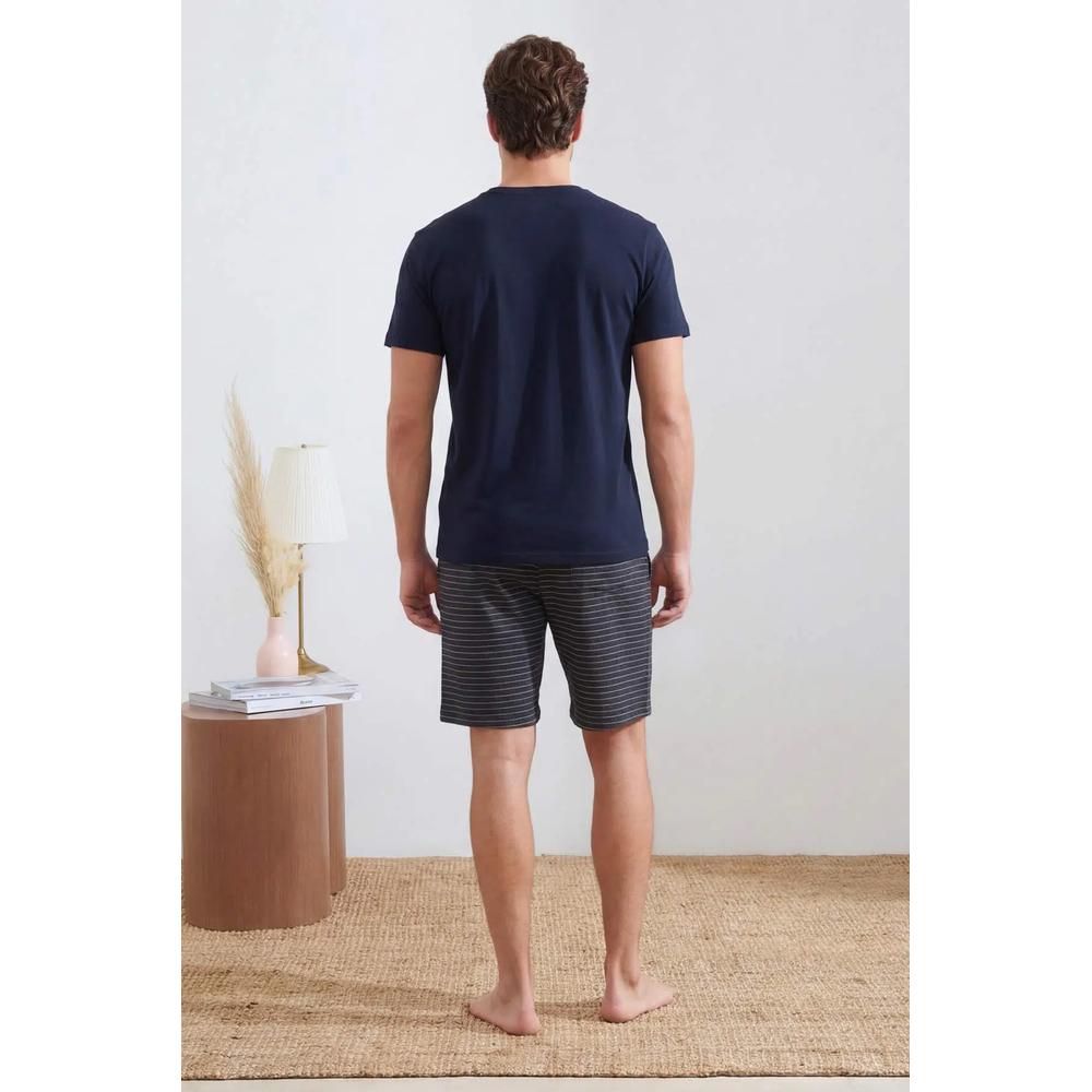 Темно-синий пижамный комплект Regular/Normal Cut Bottom Striped Knitted Tmnss26Pt00036 4