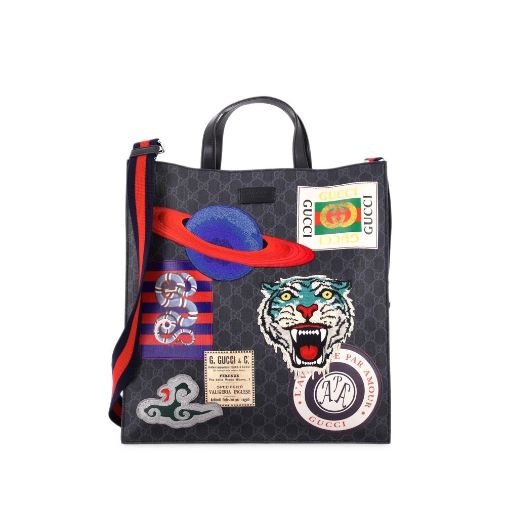 Courrier Convertible Soft Open GG Coated Canvas with Applique North South tote bag 1