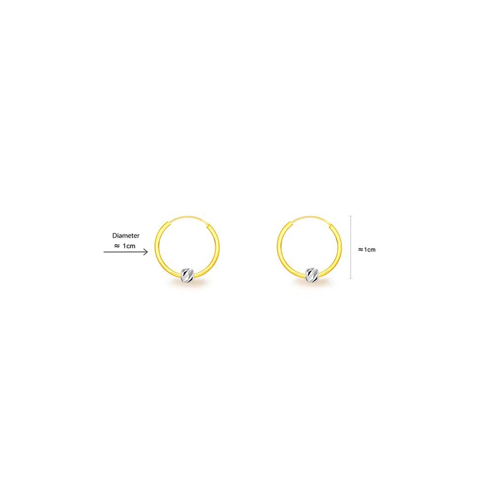 Серьги из золота 375/9K с круглыми петлями и бусинами S68 2