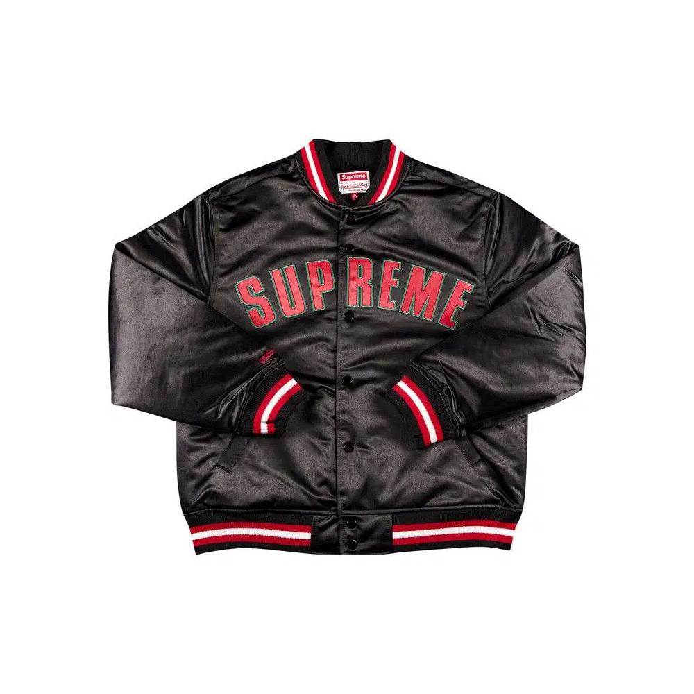 Куртки-варсити Supreme x Mitchell And Ness Satin Varsity Jacket 'Черный' 1