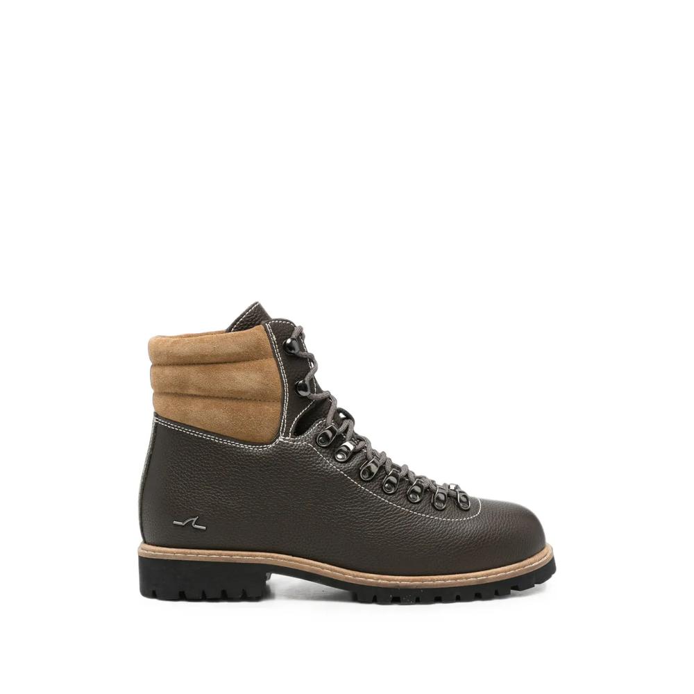panelled grained leather boots 1