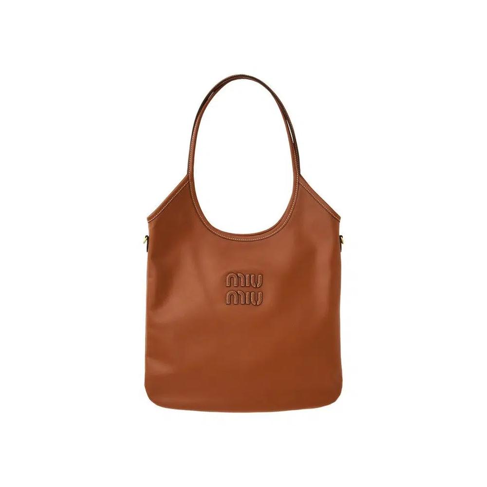 Сумки-тоут Miu Miu Ivy Leather Bag 'Коричневый' 1