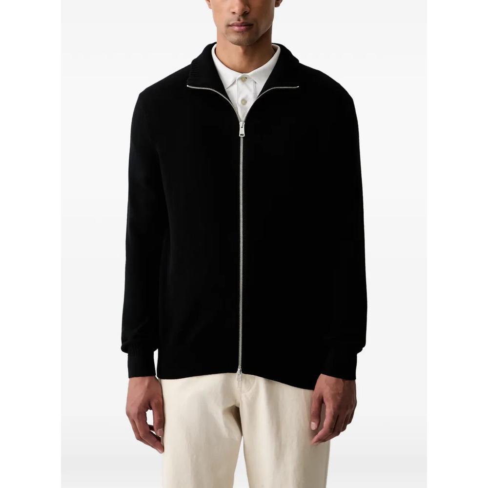 zip-up ribbed-trim cardigan 1