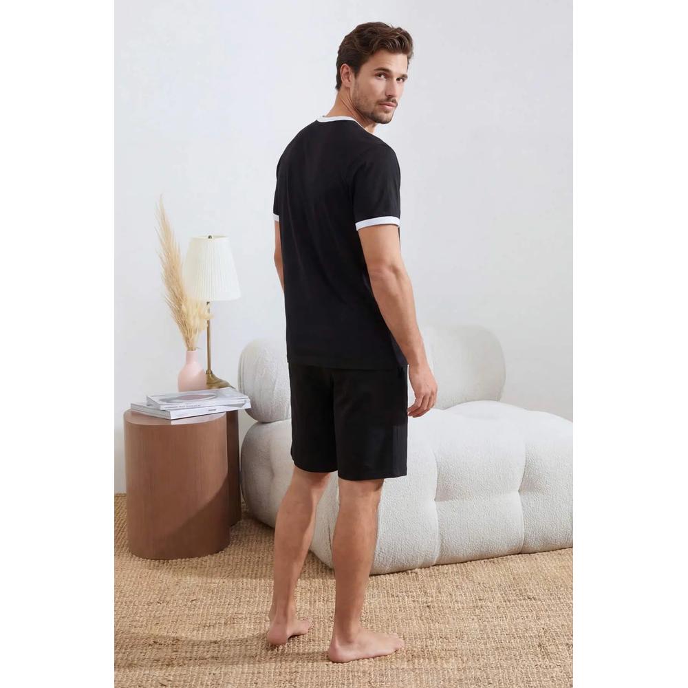 Черная пижама Regular Fit с контрастными деталями на воротнике и рукавах Tmnss26Pt00016 3