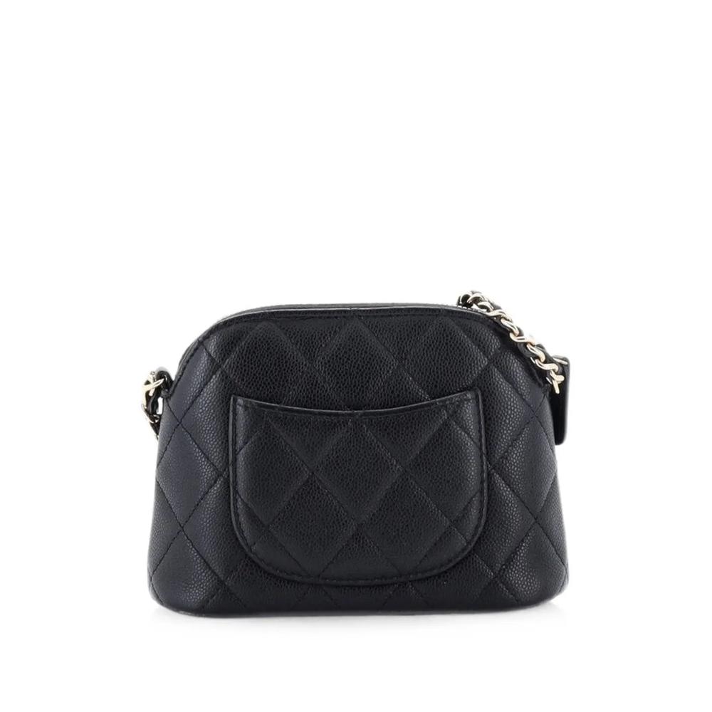 Мини-сумка через плечо CC Dome Zip Clutch with Chain Quilted Caviar 2