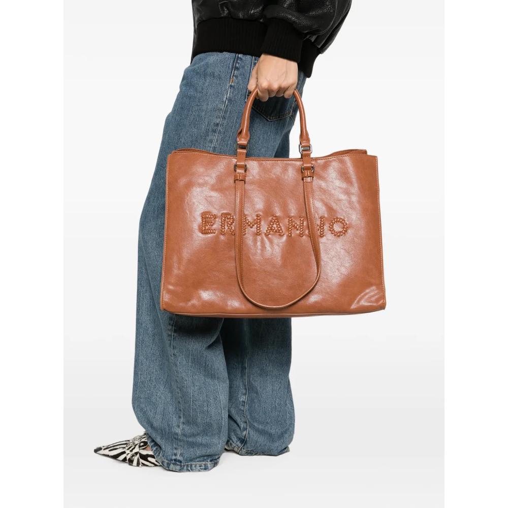 large logo-embroidered leather tote bag 2