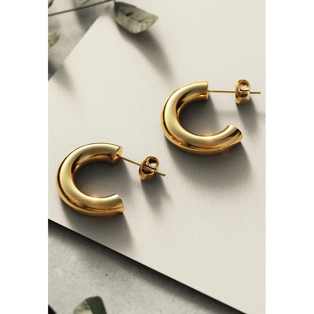 Серьги Creole C-Hoop с золотым покрытием, слоистые, 14мм 2