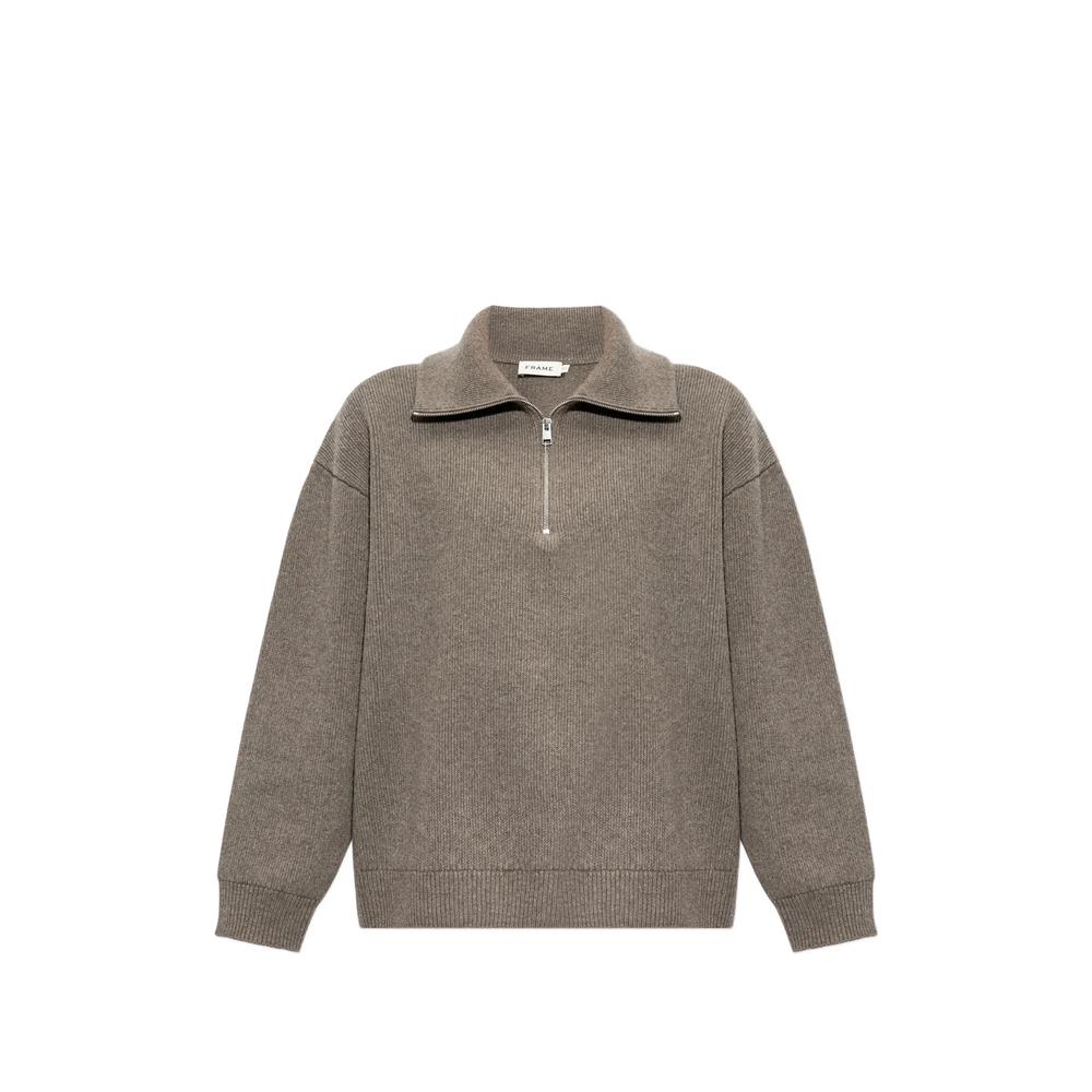 Retro ribbed-knit half-zip sweater 1