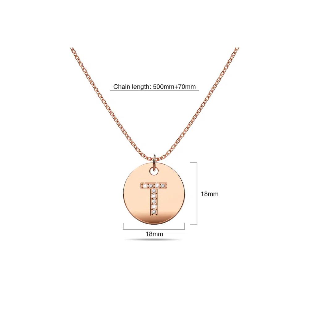 Буквенная подвеска Initials Fabulous Alphabet Letter, розовое золото, многослойная сталь, буква T 4