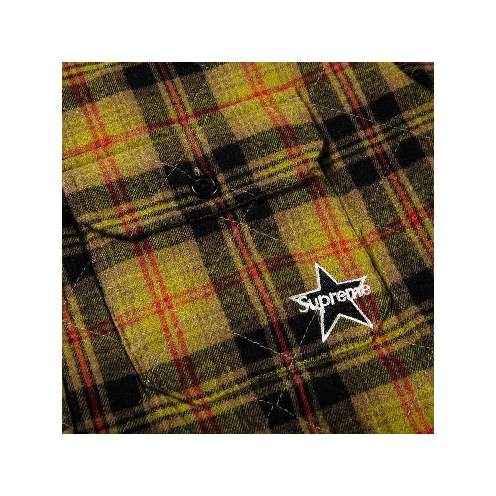 Фланелевые рубашки Supreme Quilted Plaid Flannel Shirt 'Olive' 2