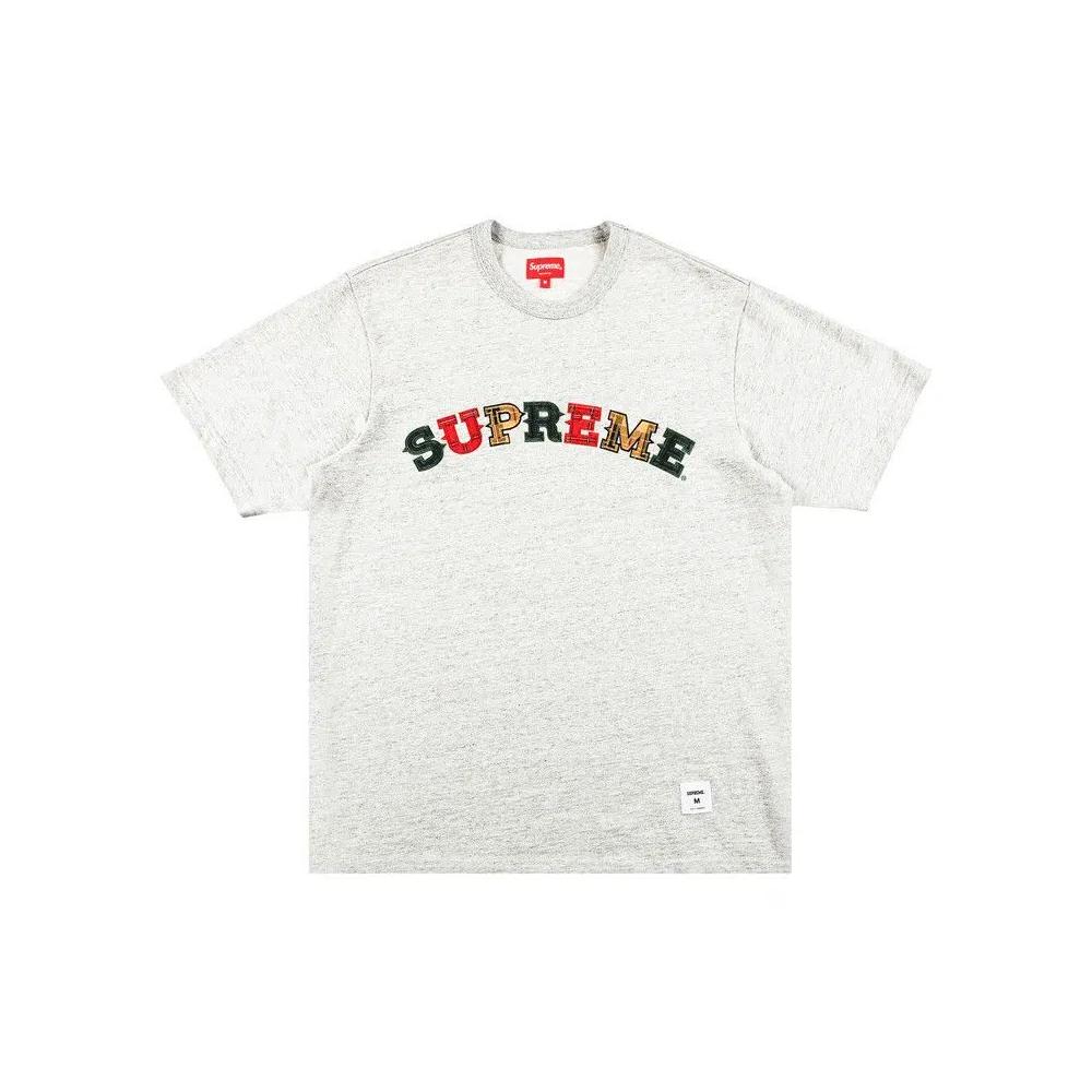 Футболки Supreme Plaid Appliqué Short-Sleeve Top 'Heather Grey' 1