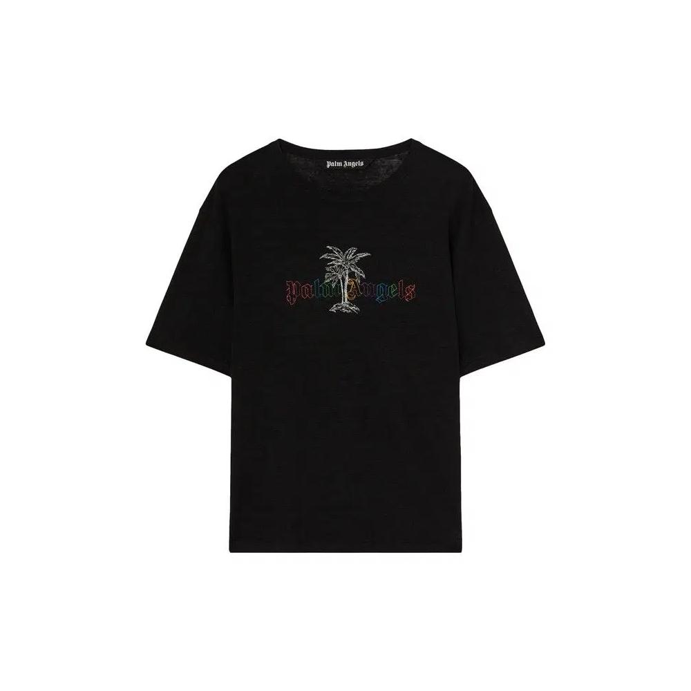 Футболки Palm Angels Linen Collar Tee 'Black/White' 1