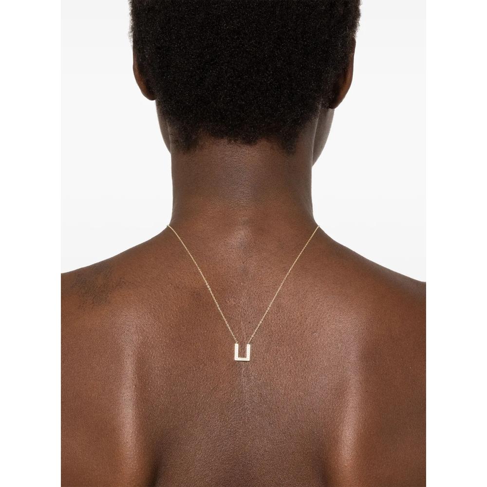 9KT yellow gold Sleek Pendant Diamonds necklace 2