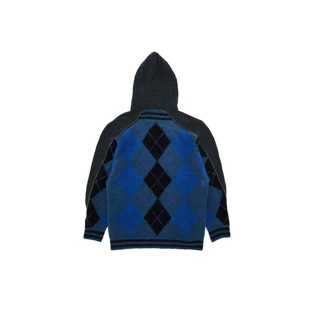 Худи Y/Project Zip Insert Hood Pullover 'Синий/Серый Аргайл' 2