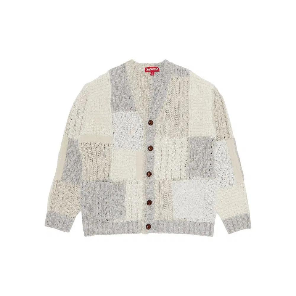Кардиганы Supreme Patchwork Cable Knit Cardigan 'Ivory' 1